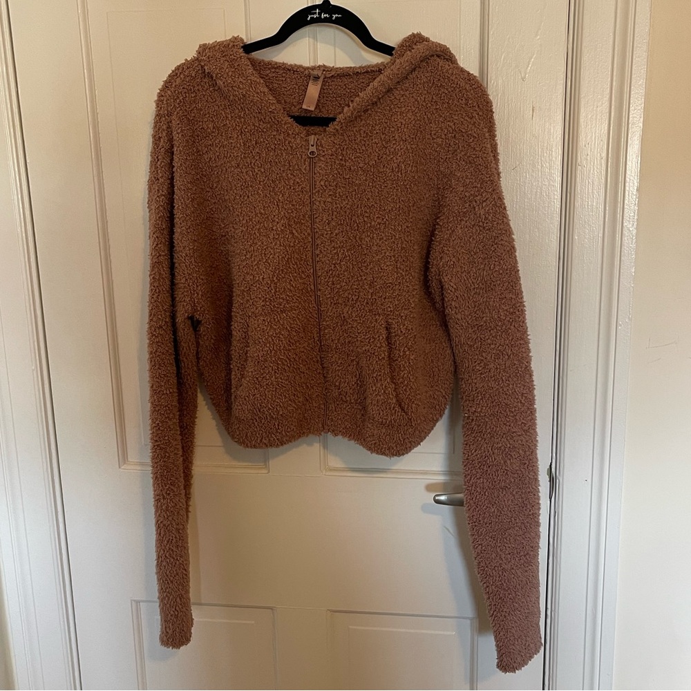 Skims teddy cropped zip up